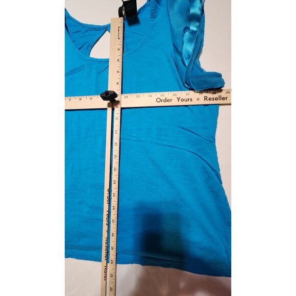 New Directions Ruffle Sleeve Blouse XL Blue Scoop Neck Casual Lightweght Boho - Picture 4 of 4